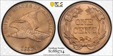 1858 1C Large Letters MS66