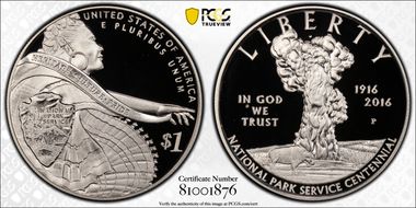2016-P $1 100th Anniv. Nat'l Parks PR69DCAM