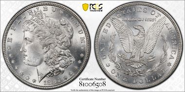 1884 $1 VAM 2A, Partial E Rev MS65