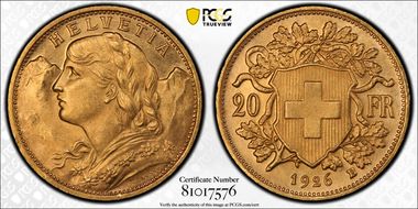 1926 B 20 Fr KM-35.1  Au MS67