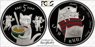 2015 € 5 Pieci Kaki PR70DCAM