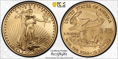 2007-W $10 Burnished Gold Eagle SP70