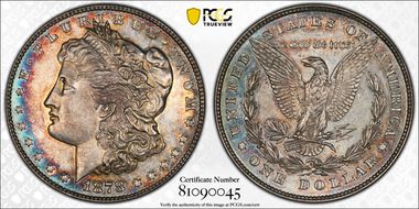 1878 8TF $1 VAM 14.7 Flake on Ear AU58