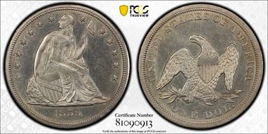 1859-S $1 MS62
