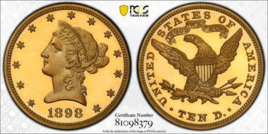 1898 $10 PR66DCAM