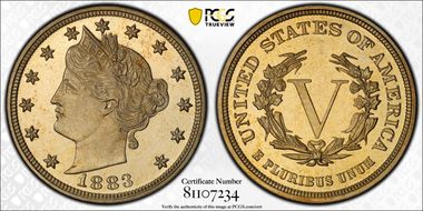 1883 5C No CENTS PR66CAM