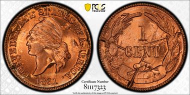 (1961) CSA 1C Bashlow Restrike, Bronze MS66RD