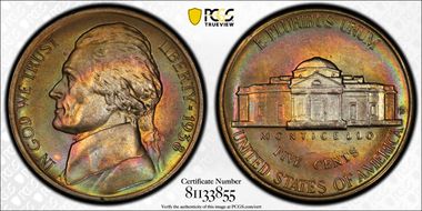 1938-D 5C Jefferson MS66