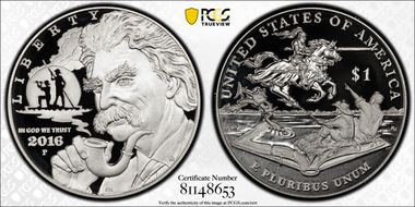 2016-P $1 Mark Twain PR69DCAM