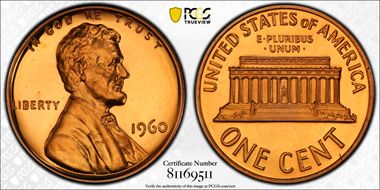 1960 1C Large Date PR69DCAM