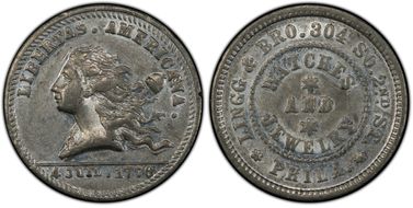 (1876) Token Pa-Ph 220 White Metal Lingg & Bro. AU53