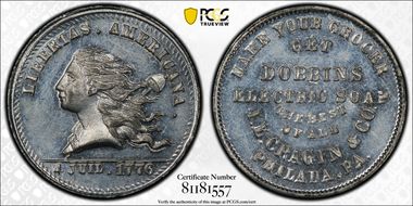 (1876) Token Pa-Ph 883 White Metal I.L. Cragin & Co. MS63