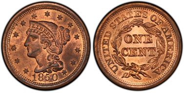 1850 1C Newcomb 9 MS66RB