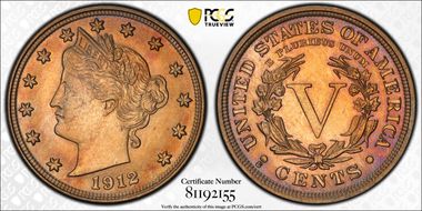 1912-S 5C MS65