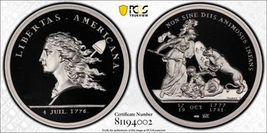 (1776) Medal Libertas Americana Ag 2015 Restrike - 1 oz. PR69DCAM