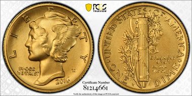 2016-W 10C 100th Anniversary Gold SP69