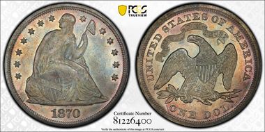 1870 $1 MS65+