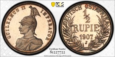 1907-J 1/2 Rup J-721 PR64