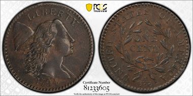 1794 1C S-43, Short Bust XF40BN