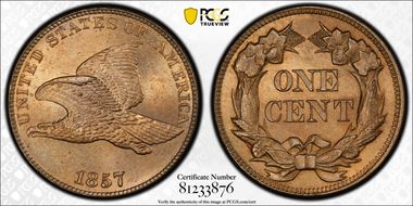 1857 1C DDO FS-102, Snow-15 MS66