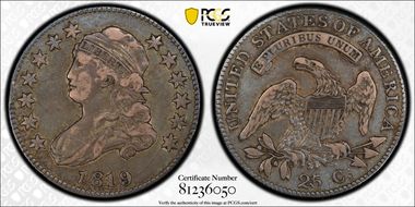 1819 25C Small 9, B-4 VF30