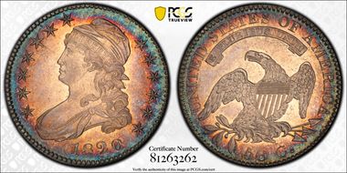 1820 50C O-108 Sq. 2, Lg Date, No Knob AU55