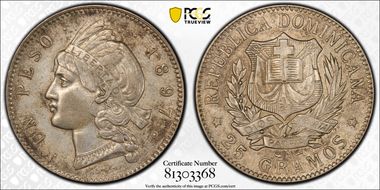 1897-A Peso KM-16  Ag AU53