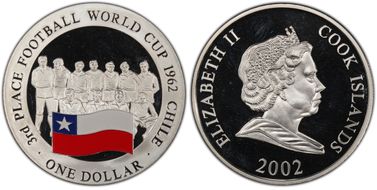 2002 $1 World Cup 1962 Chile 3rd Place PR67DCAM