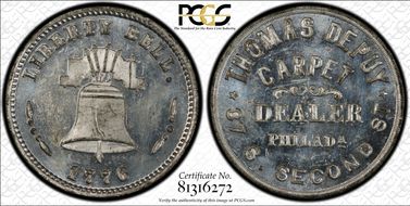 (1876) Token Pa Ph-892 White Metal Thomas DePuy MS63