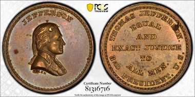 (c.1867) Medal JAB-26 Brass Thomas Jefferson MS62