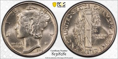 1943-D 10C RPM, FS-501 MS66FB