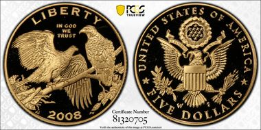 2008-W $5 Bald Eagle PR69DCAM