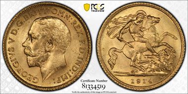 1914-S 1/2 Sov S-4009 MS65