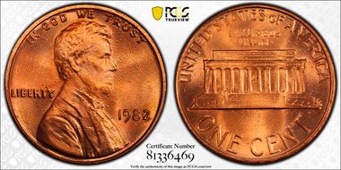 1982 1C Zinc Large Date MS68RD