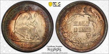 1872-S H10C Mintmark Below Bow MS67+