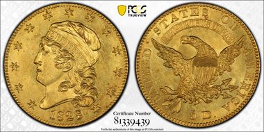 1828/7 $5 BD-1, Reverse of 1826 MS63