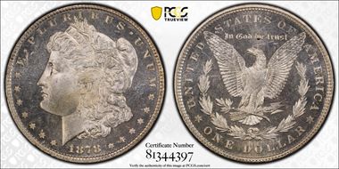 1878 7TF $1 Reverse of 1879 MS64DMPL