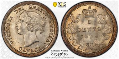 1858 5C Small Date MS66