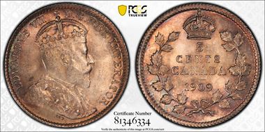 1909 5C Pointed Leaves MS65