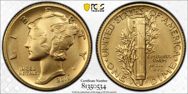 2016-W 10C 100th Anniversary Gold SP70