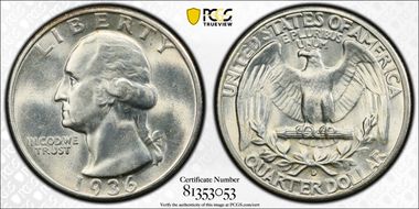 1936-D 25C MS64