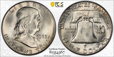 1963 50C Obv Die Clash FS-402 MS66