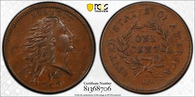 1793 1C Wreath, S-11c AU55BN