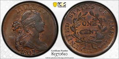 1807/6 1C S-273 Large 7 MS63+ RB