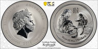 2016-P $1 Year of the Monkey Ag MS69