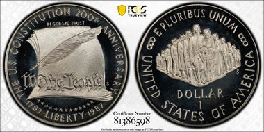 1987-S $1 Constitution PR67DCAM