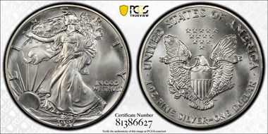 1987 $1 Silver Eagle MS69