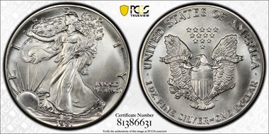 1987 $1 Silver Eagle MS69