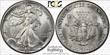 1987 $1 Silver Eagle MS68