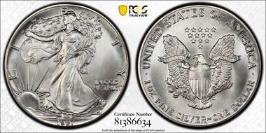 1987 $1 Silver Eagle MS69